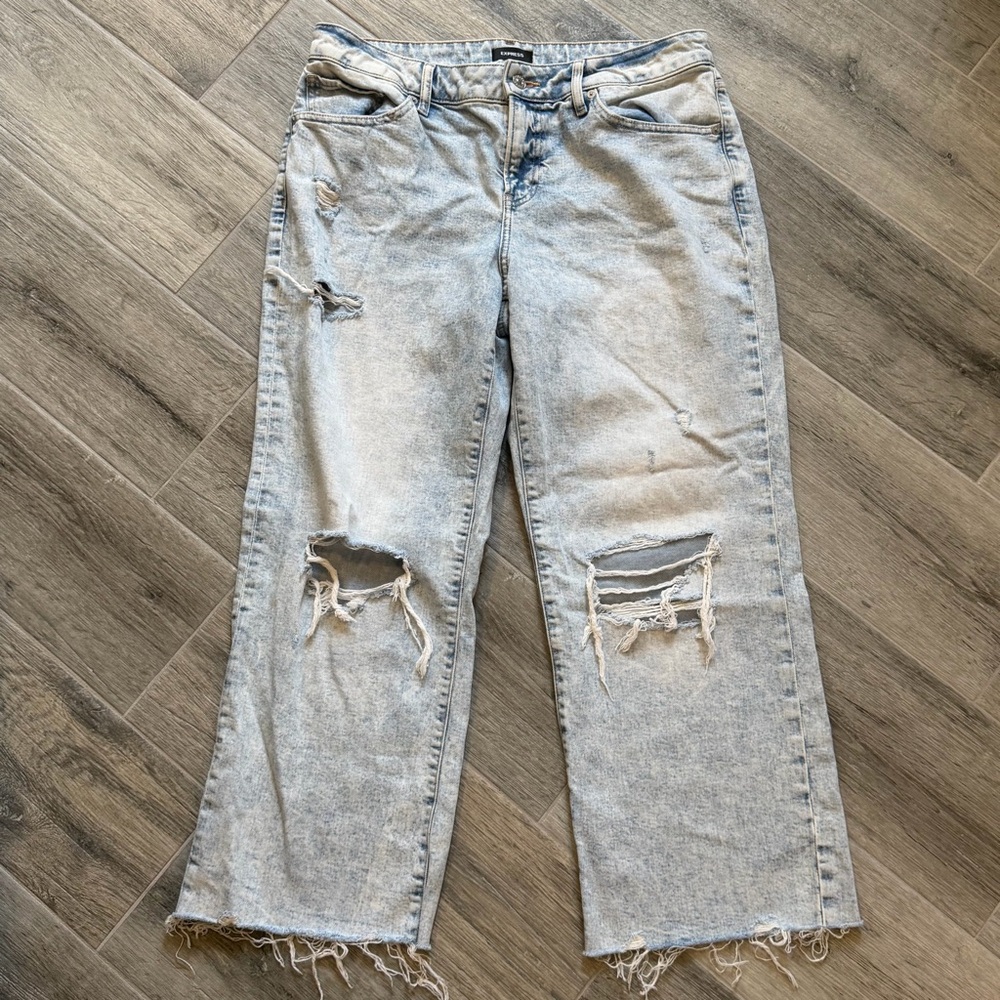 Express distressed, acid-washed 90's Ankle Mid Rise wide-leg jeans 6R